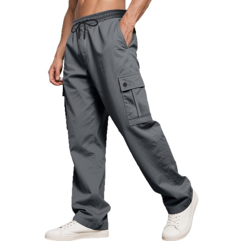 Herren Cargo-Freizeithose mit weitem Bein, elastischem Bund und Mehrfach-Pattentaschen Nord Taschen