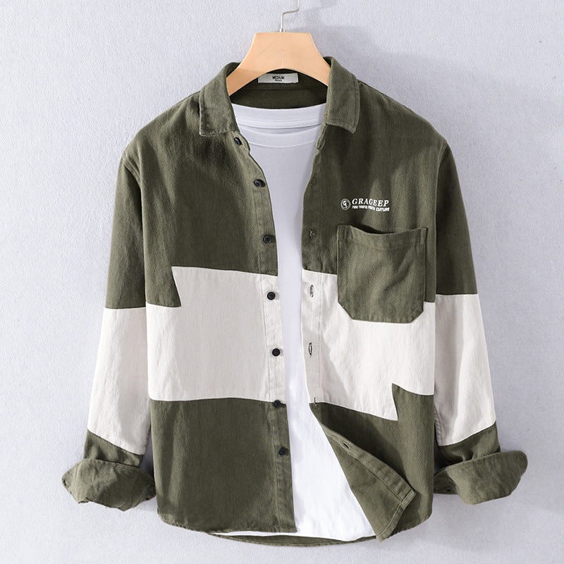 Herren Farbblock-Overshirt aus Baumwollmix mit Brusttasche und Relaxed-Fit Nord Taschen