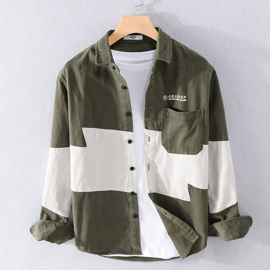 Herren Farbblock-Overshirt aus Baumwollmix mit Brusttasche und Relaxed-Fit Nord Taschen