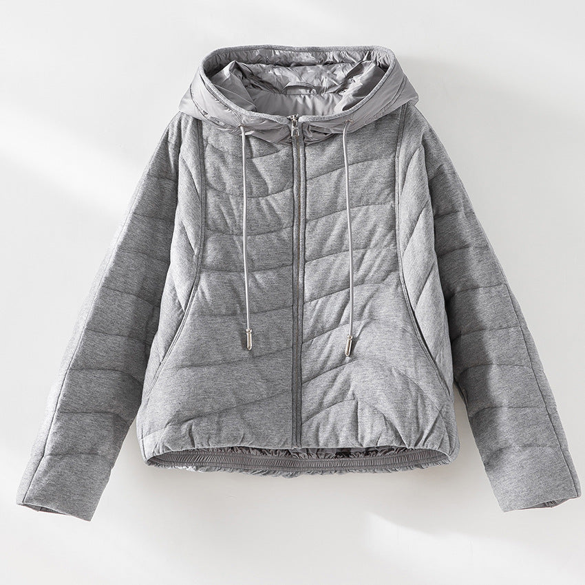Damen gesteppte Kapuzen-Winterjacke mit tailliertem Gummizug Nord Taschen