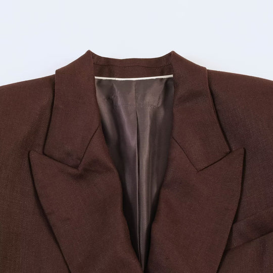Damen Doppelreihiger Leinenblazer mit Peak-Revers und aufgesetzten Pattentaschen Nord Taschen