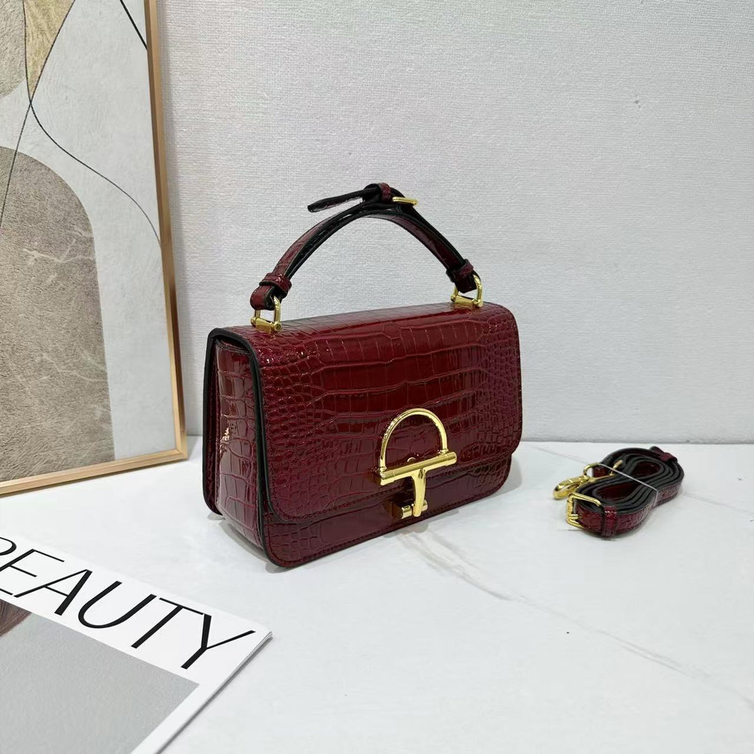Damen elegante Lederhandtasche mit edlem Krokodilleder-Look Nord Taschen