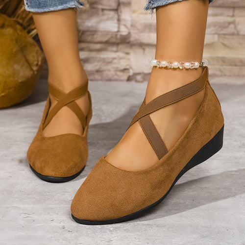 Damen  minimalistische Samt-Ballerina mit dekorativer Fußkette und ergonomischem Komfortfußbett Nord Taschen