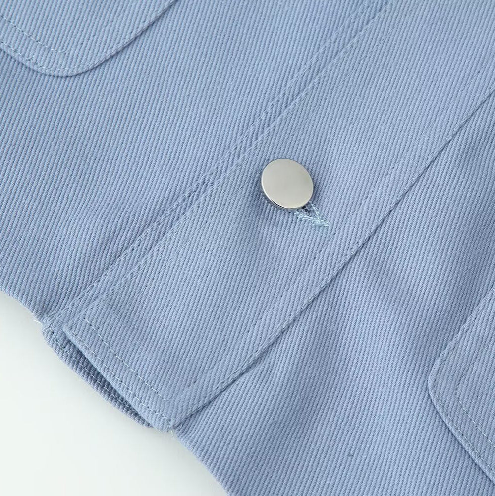 Damen Overshirt‑Jacke mit Kordkragen, aufgesetzten Taschen und Druckknopfleiste Nord Taschen