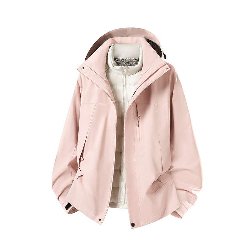 Damen Zweiteilige Softshell-Parka mit herausnehmbarer Steppinnenjacke Nord Taschen