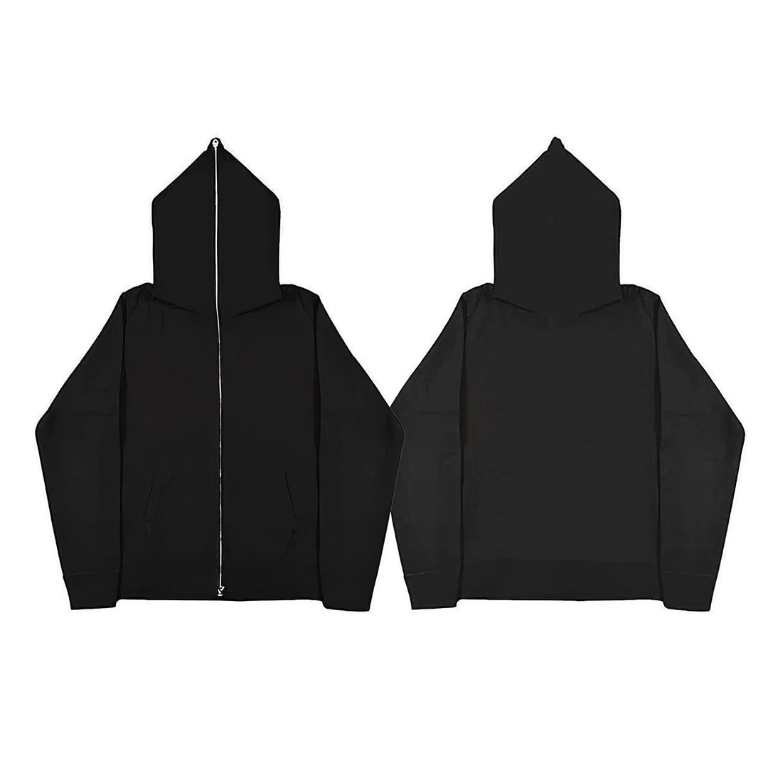 Unisex nan Zip-Hoodie mit durchgehendem Reißverschluss bis in spitze Kapuze, Kängurutasche und gerippten Bündchen Nord Taschen