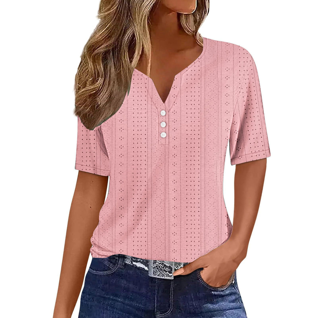 Damen Komfortables Kurzarmshirt mit Knopfdetails