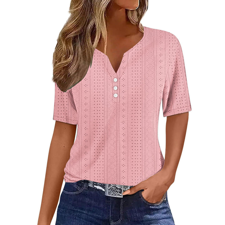 Damen Komfortables Kurzarmshirt mit Knopfdetails