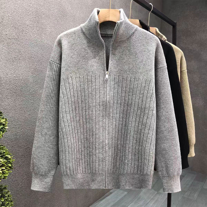 Herren Oversize Feinstrick-Pullover mit halbem Reißverschluss und markanter Rippenstruktur Nord Taschen