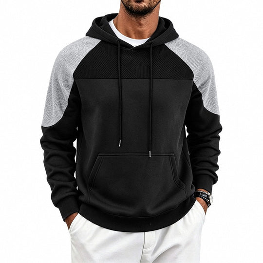 Herren Kapuzenpullover aus French Terry mit Waffelstruktur-Einsätzen und Kängurutasche Nord Taschen