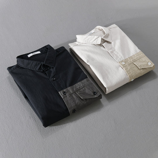 Herren Kontrast-Brusttaschen-Overshirt aus leichter Baumwollmischung mit Relaxed‑Fit Nord Taschen