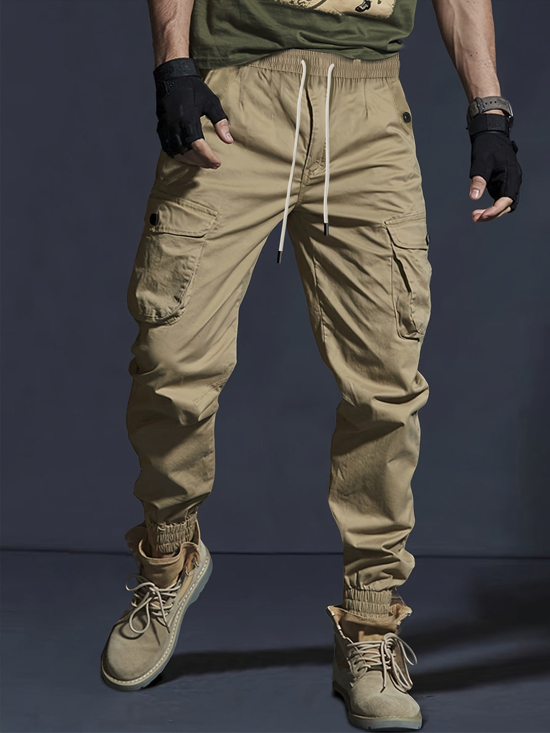 Herren Cargo-Joggerhose mit elastischem Bund, Tunnelzug und Multifunktionstaschen Nord Taschen