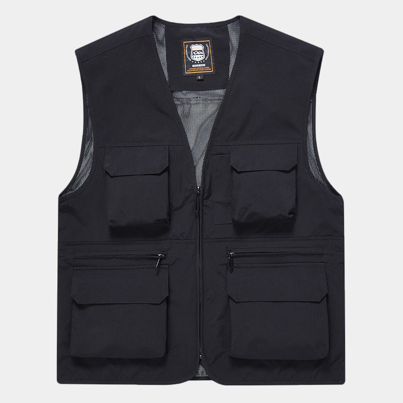 Herren Multifunktionale Utility‑Weste aus technischem Canvas mit Mesh‑Futter und Frontreißverschluss Nord Taschen