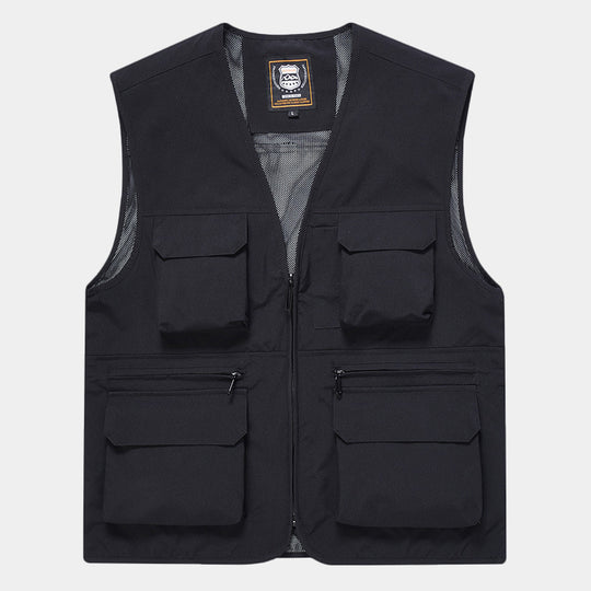 Herren Multifunktionale Utility‑Weste aus technischem Canvas mit Mesh‑Futter und Frontreißverschluss Nord Taschen