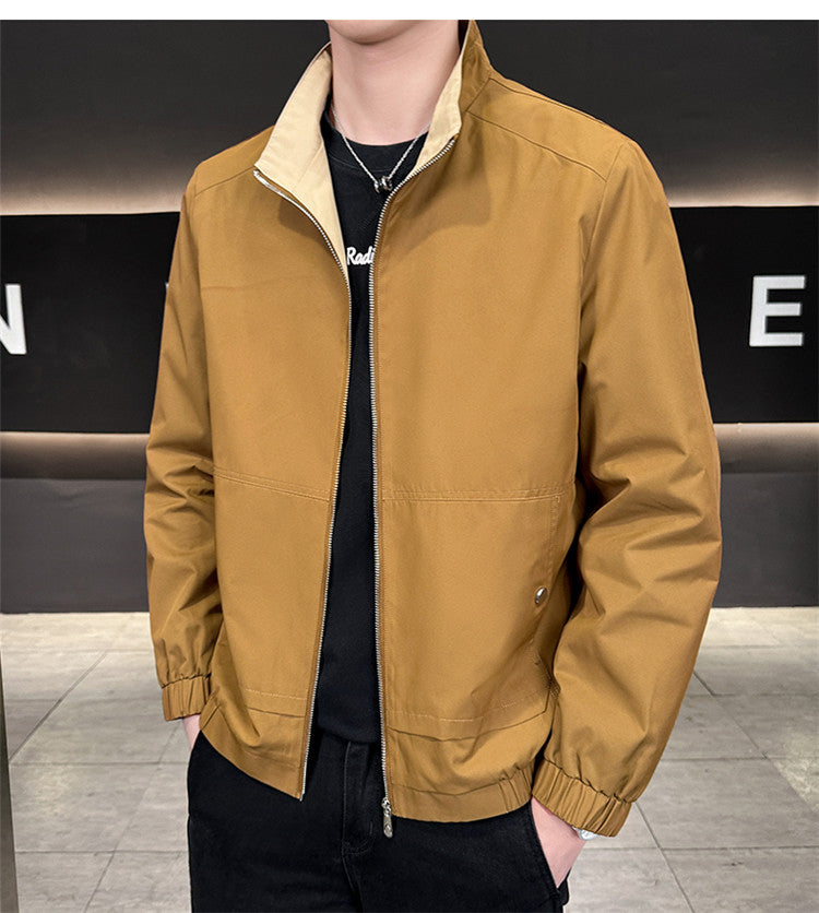 Herren Minimalistische City-Zipjacke aus Mikrofaser mit Stehkragen, verdeckten Taschen und elastischem Saum Nord Taschen