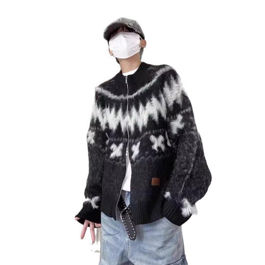 Herren Modische Strickjacke mit einzigartigem Muster Nord Taschen