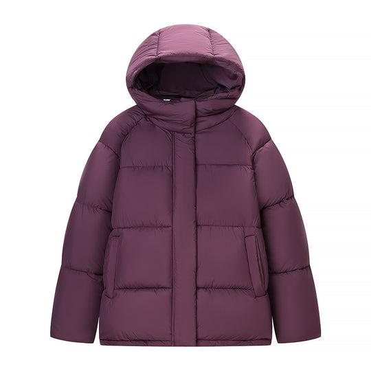 Damen Kurze wattierte Oversize‑Steppjacke mit hohem Stehkragen und Kapuze Nord Taschen