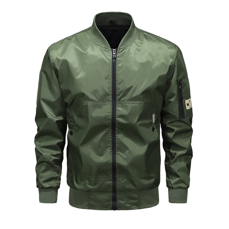 Herren Leichte Nylon-Bomberjacke mit Ärmeltasche, Stehkragen und Rippbündchen Nord Taschen