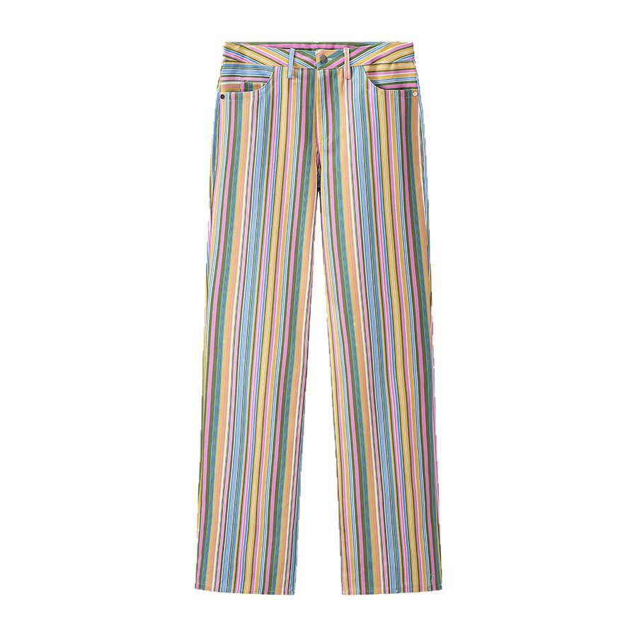 Damen Gestreifte High‑Waist‑Hose mit weitem Bein und Five‑Pocket‑Design Nord Taschen