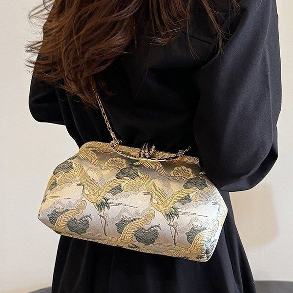 Damen Clutch mit filigranem Vogel-Motiv Nord Taschen