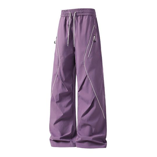 Herren Weite Utility-Jogginghose aus Funktionsnylon mit Kordelzug, Reißverschlusstaschen & kontrastierenden Nahtleisten Nord Taschen