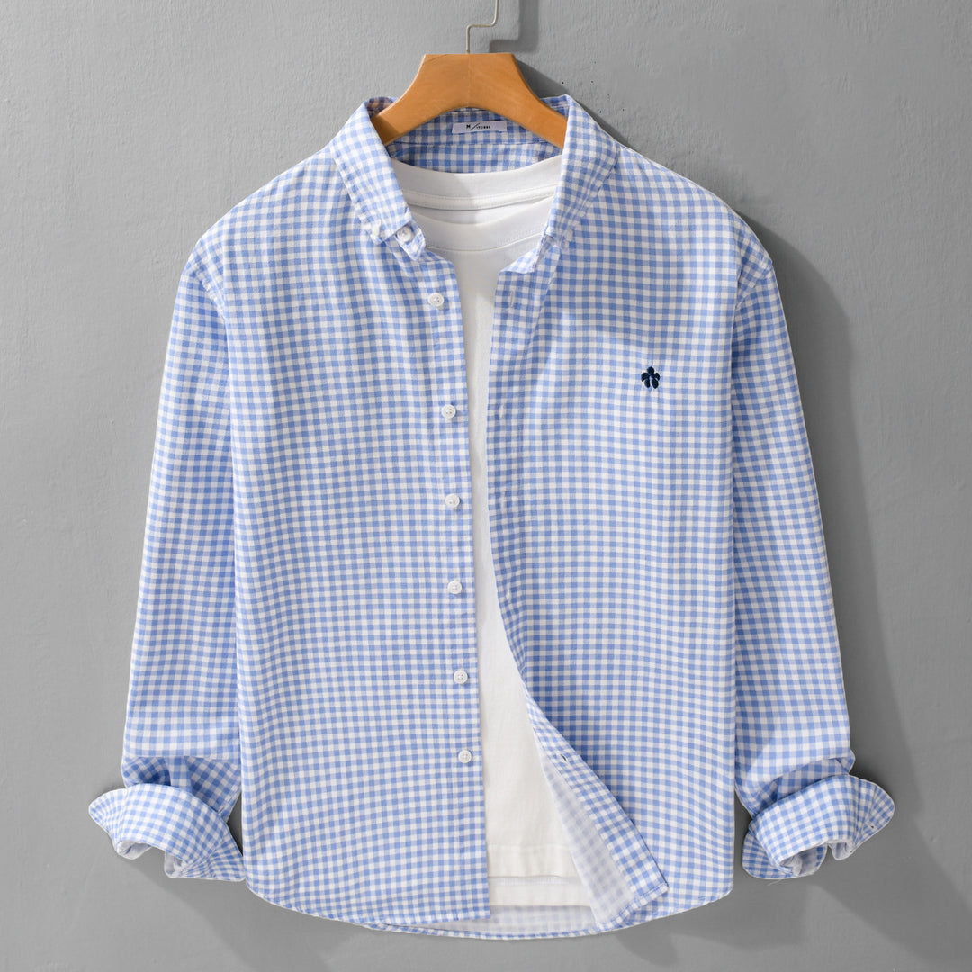 Herren Kariertes Baumwollhemd mit Button-Down-Kragen und relaxed Fit Nord Taschen