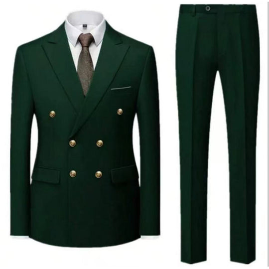 Herren Zweiteiliger Doppelreiher-Anzug mit tailliertem Sakko und schmaler Flachbundhose Nord Taschen