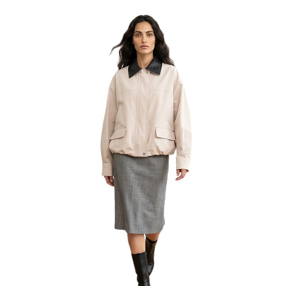 Damen Oversized-Übergangsjacke mit geflochtenem Kragen und aufgesetzten Klappentaschen Nord Taschen