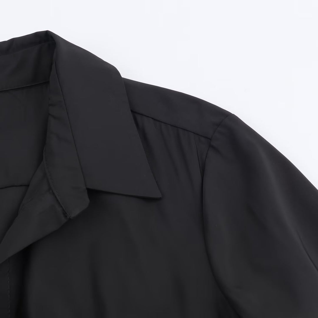 Damen Maxikleid im Hemdblusenstil mit Bindegürtel und schwingendem A‑Linienrock Nord Taschen