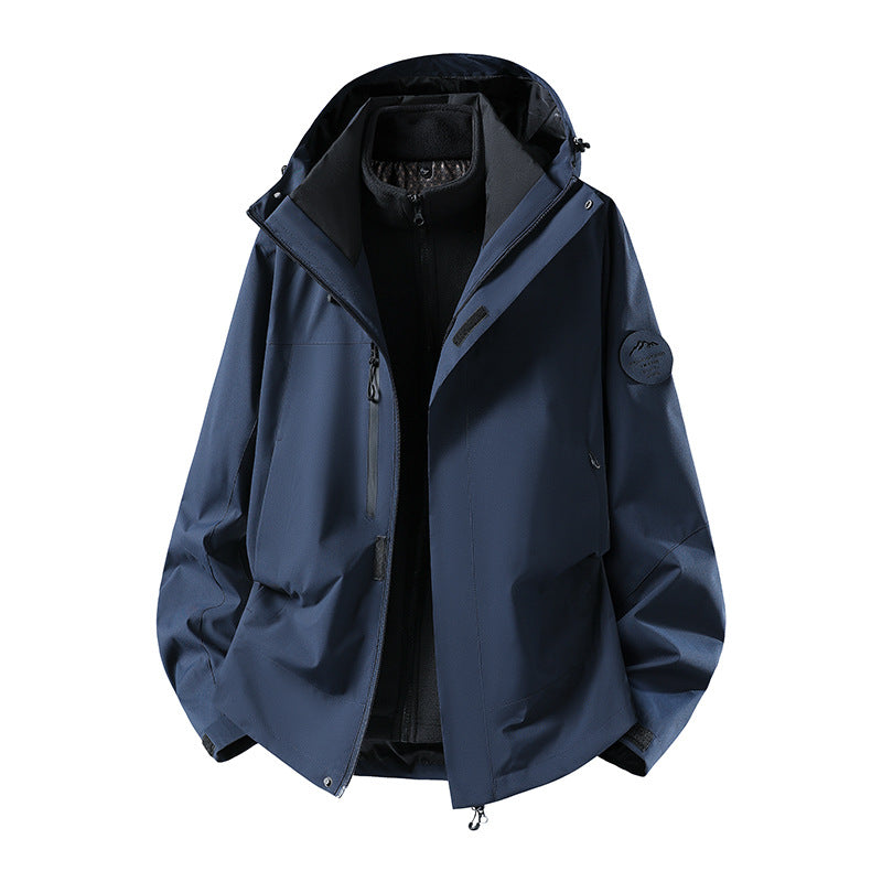 Herren zweilagige Softshell-Outdoorjacke mit herausnehmbarem Fleecefutter und verstellbarer Kapuze Nord Taschen