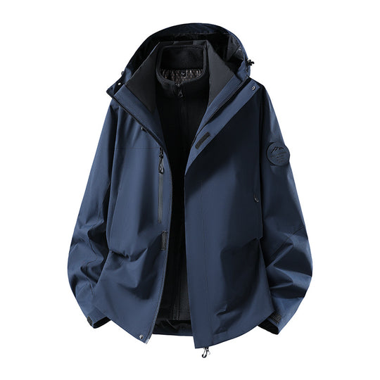 Herren zweilagige Softshell-Outdoorjacke mit herausnehmbarem Fleecefutter und verstellbarer Kapuze Nord Taschen