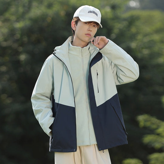 Herren Zweifarbige Wind- und Wasserabweisende Softshelljacke mit Kapuze Nord Taschen