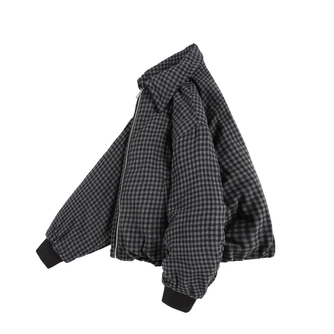 Unisex Boxy-Karos-Steppblouson mit Reißverschluss und elastischem Saum Nord Taschen