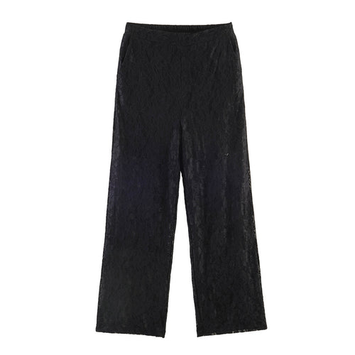 Damen Hochelastische Spitzenhose mit weitem Bein und hoher Taille Nord Taschen