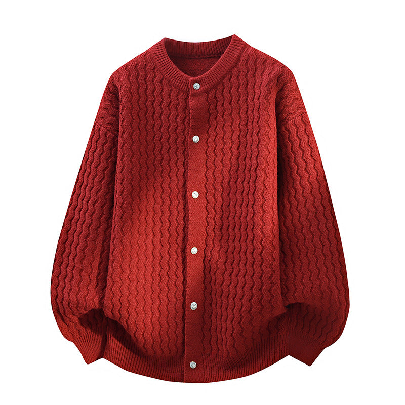 Damen Oversize-Strickjacke mit feiner Strukturstruktur & Perlenknopfleiste Nord Taschen