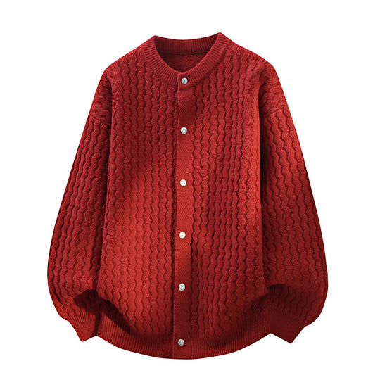 Damen Oversize-Strickjacke mit feiner Strukturstruktur & Perlenknopfleiste Nord Taschen