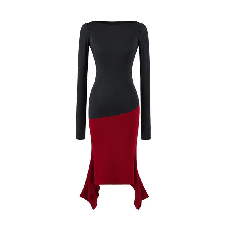 Damen Figurbetontes Midikleid mit asymmetrischem Zipfelsaum und Paneel-Design Nord Taschen