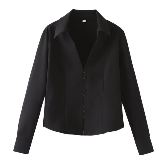Damen Fein fließende Hemdbluse mit schmaler Knopfleiste und klassischem Hemdkragen Nord Taschen