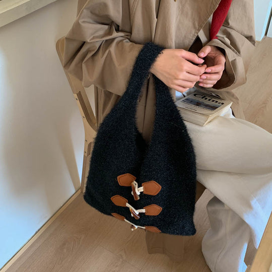 Damen trendige Hobo-Tasche aus handgearbeitetem Gewebe mit Lederakzenten Nord Taschen