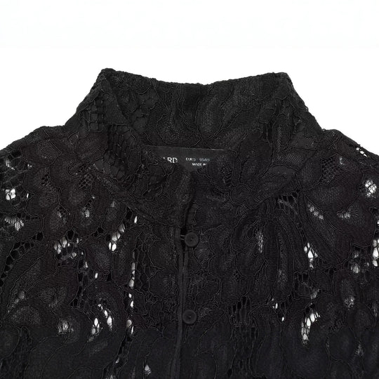 Damen Cropped Spitzenjacke mit floralem Allover-Spitzendesign und Stehkragen Nord Taschen