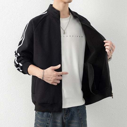 Herren Freizeit-Trainingsjacke mit Stehkragen, Reißverschluss und Kontraststreifen Nord Taschen