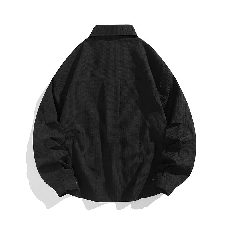 Herren Leichte Oversize-Hemdjacke mit Druckknopfleiste, Strukturstoff & Pattentaschen Nord Taschen