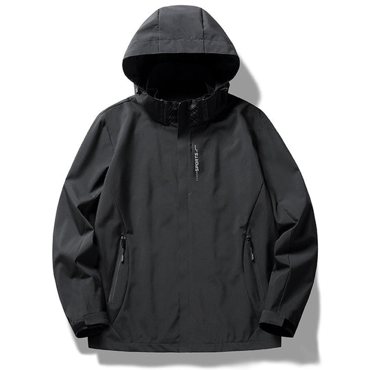 Herren Dreilagige Softshelljacke mit Kapuze, Windschutzleiste und wasserabweisenden Reißverschlüssen Nord Taschen