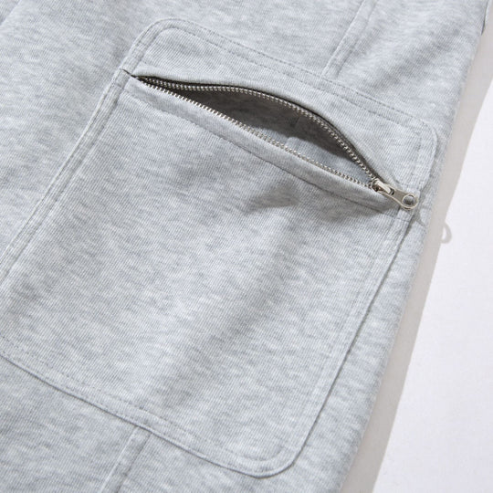Damen Weite Cropped-Sweathose mit Tunnelzug, Cargo-Taschen und Reißverschluss-Details Nord Taschen