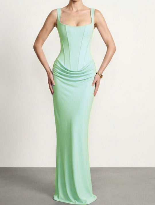 Damen Elegantes Maxikleid mit tiefem V-Ausschnitt und seitlichem Schlitz
