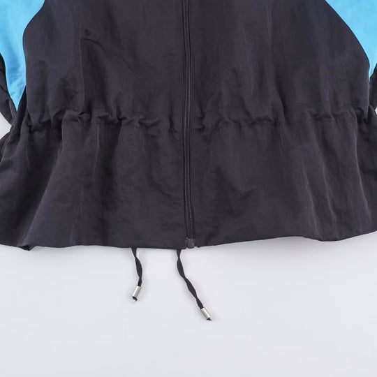 Damen Retro-Colorblock Windbreaker mit Tunnelzug und Stehkragen Nord Taschen