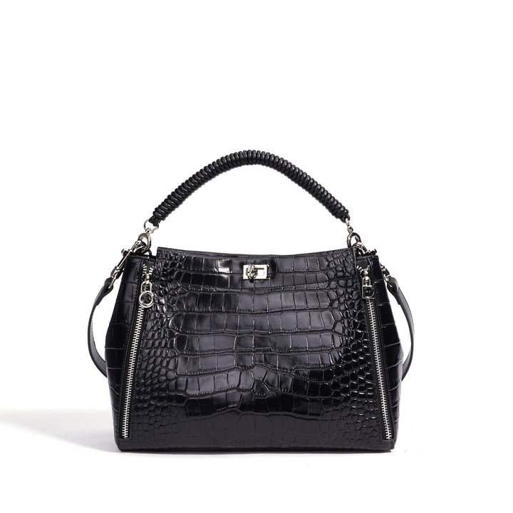 Damen Handtasche mit strukturiertem Krokodilleder und abnehmbaren Schulterriemen Nord Taschen
