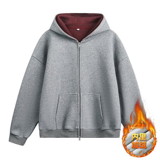 Unisex Oversize-Kapuzenjacke mit kontrastiertem Innenfutter und tiefer Kängurutasche Nord Taschen