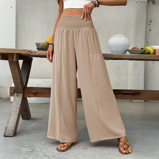 Damen Leichte Culotte-Hose mit elastischem Smokbund, weitem Bein und fließendem Sommerjersey Nord Taschen