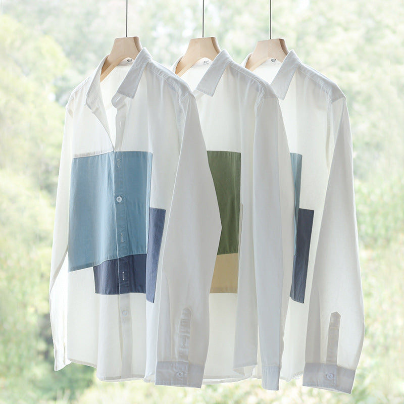 Herren Baumwoll-Overshirt mit farbigen Blockpaneelen und Kentkragen Nord Taschen